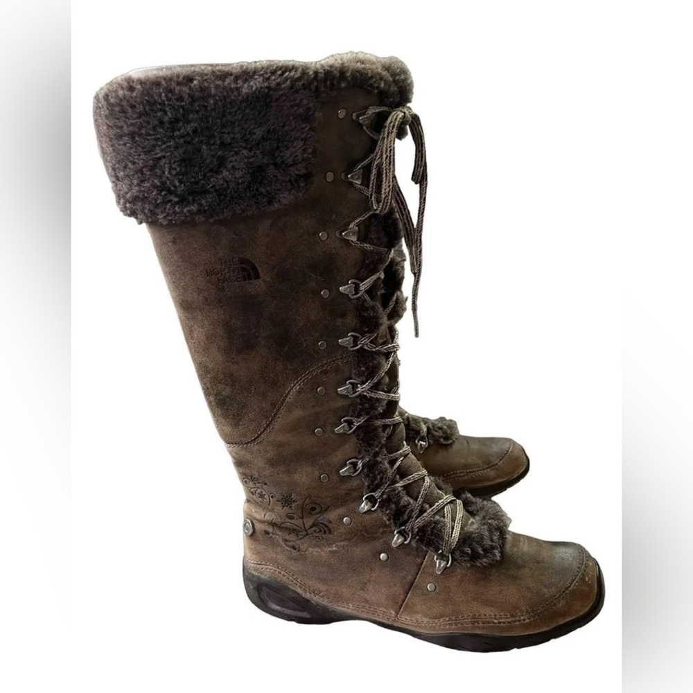 The North Face Brown Suede Lace-Up Knee-High Winter Boots